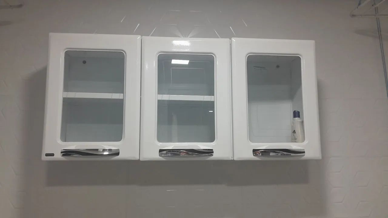 Armários de Banheiro com Vidro - 3 Portas