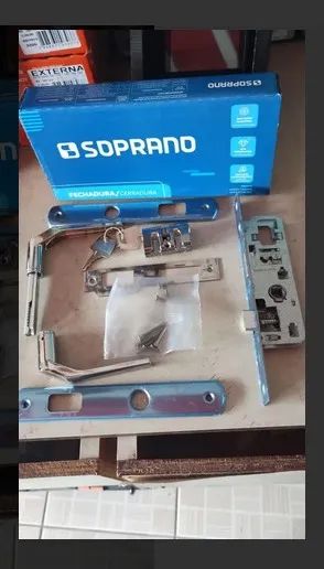 Kit 5 Fechadura Ext 520 Soprano Cromado Portão/porta Aluminio - Foto 2