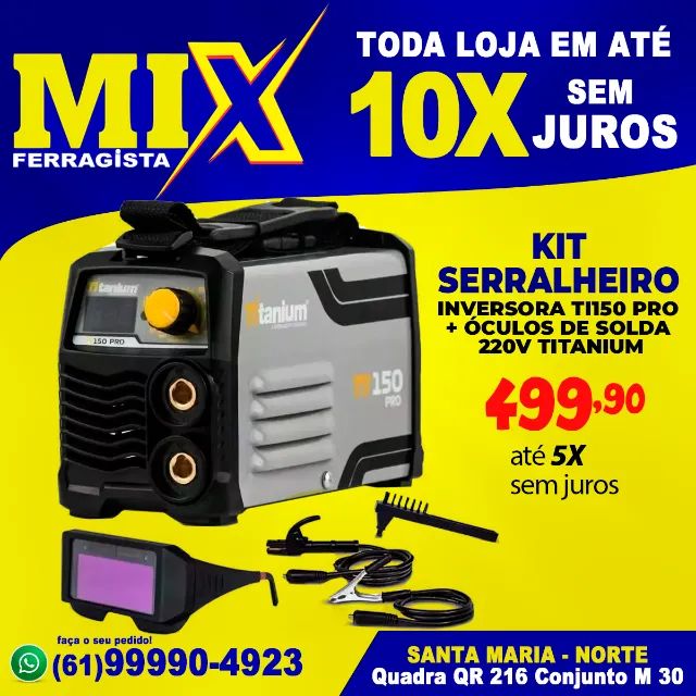 Kit Serralheiro Inversora Ti150 Pro + Óculos De Solda 220v Titanium