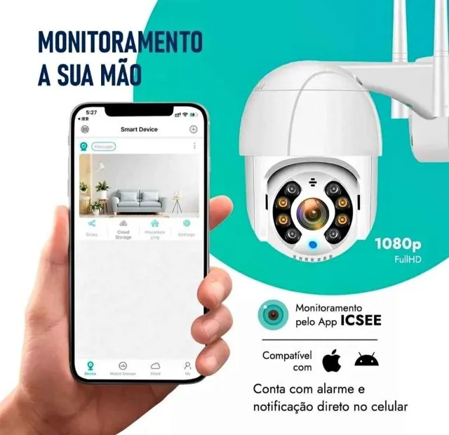 Câmera camera Externa Ip Prova D'água Infravermelho Externa Wifi Hd sistema icsee