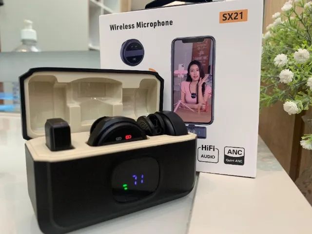 Microfone de Lapela Sem Fio Tipo C e Compatível com iPhone64407620265091120