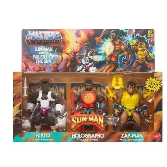 Pack KIKTO ZAP-MAN HOLOGRAPHO. Masters of the Universe. Sun-man. He-man. Pack lacrado.