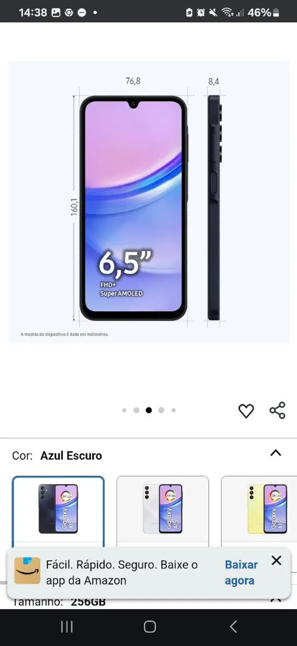 Galaxy A15 256 gb 8 de ran zerado