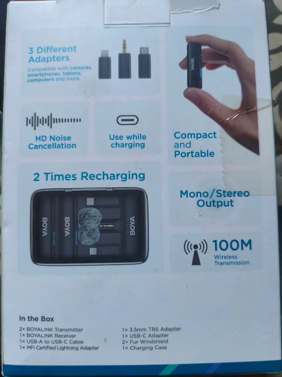 Kit de Microfone Sem Fio BOYA - Profissional - 2.4GHz - Dupla Captação - Foto 3