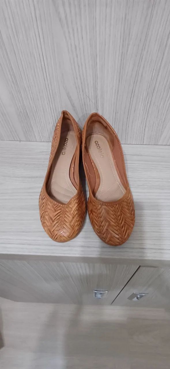 Sapatos de couro bege - Foto 4