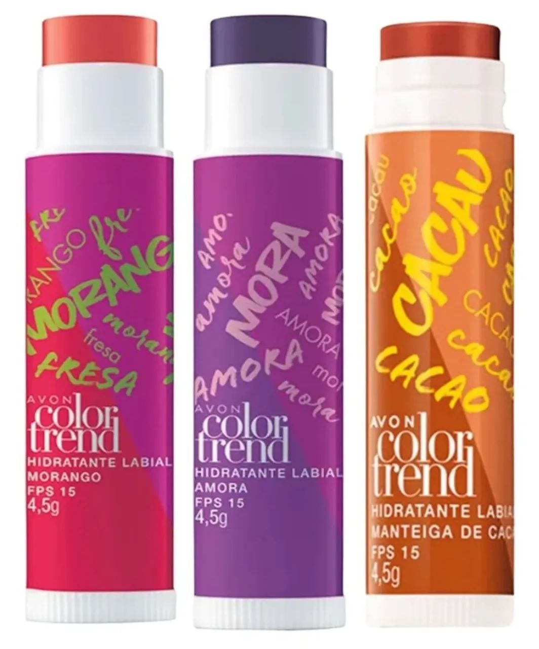 Hidratante Labial Color Trend Avon - Morango, Amora e Cacau