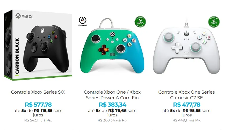 Controle Original para Xbox One ou Xbox Series e PC - Até 8x Sem Juros