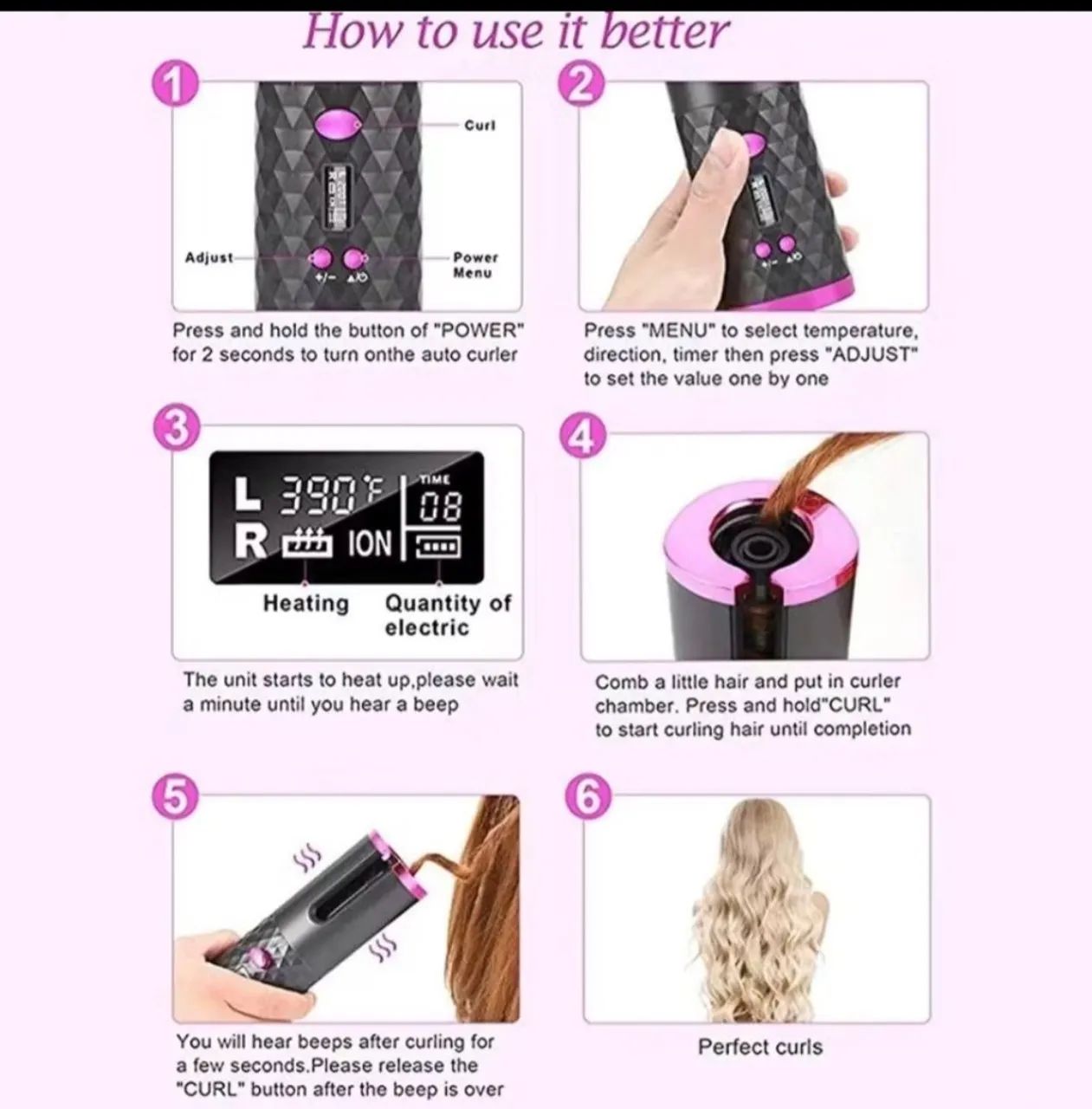 Modelador de Cabelo Automático Sem Fio Profissional - Foto 3