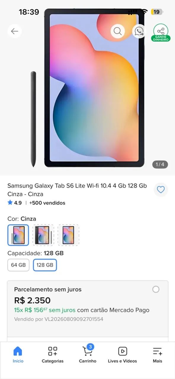 GALAXY TAB S6 lite MUITO NOVO - Foto 4