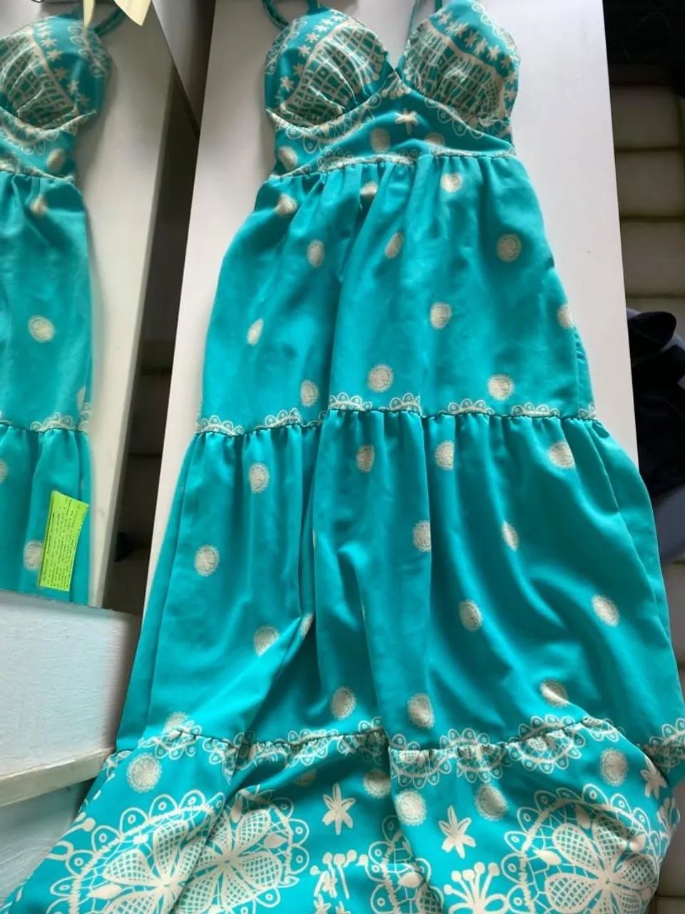 Vestido longo floral azul