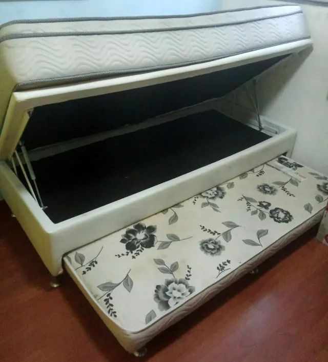 Cama solteiro bicama com bau e colchões - Foto 5