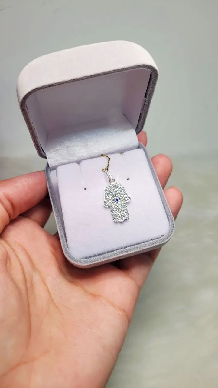 Pingente Hamsá Prata 925 com Zircônias  - Foto 2