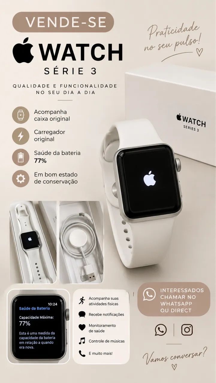 Apple Watch série 3 38mm cor prata  - Foto 2