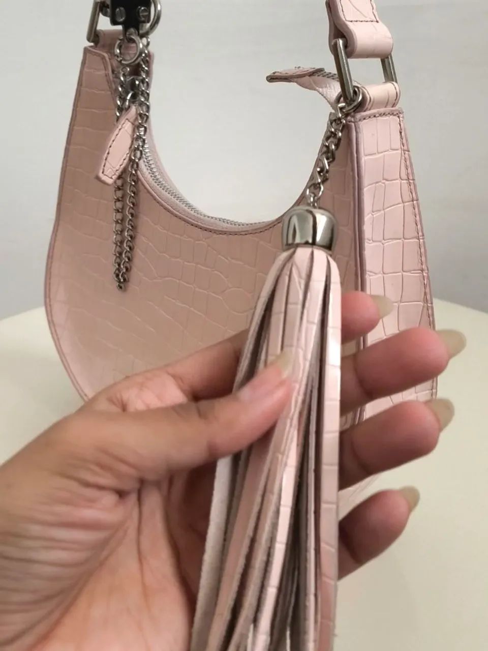 Bolsa Luiza Barcelos Meia Lua Croco  - Foto 3