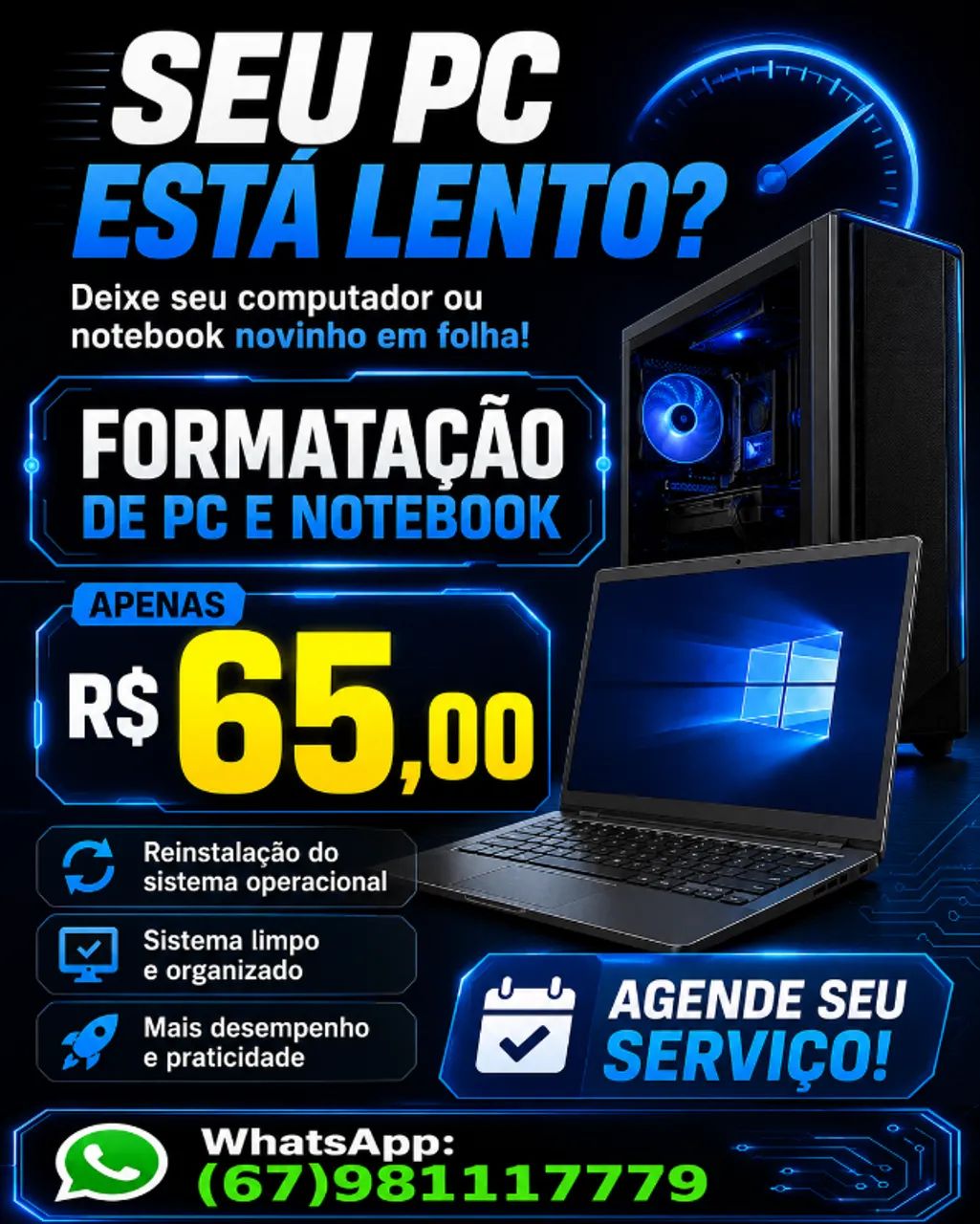 FORMATAÇÃO DE COMPUTADORES E NOTEBOOKS