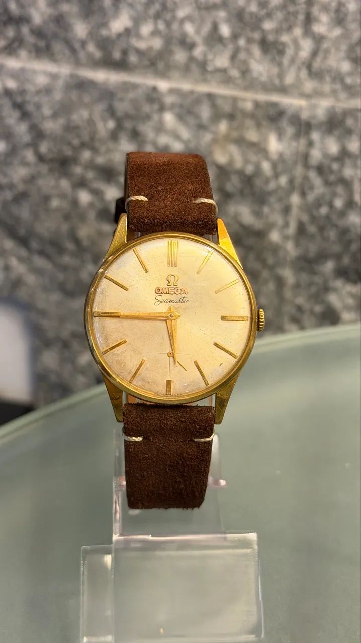 Relógio Omega Seamaster 35mm plaque ouro 18k
