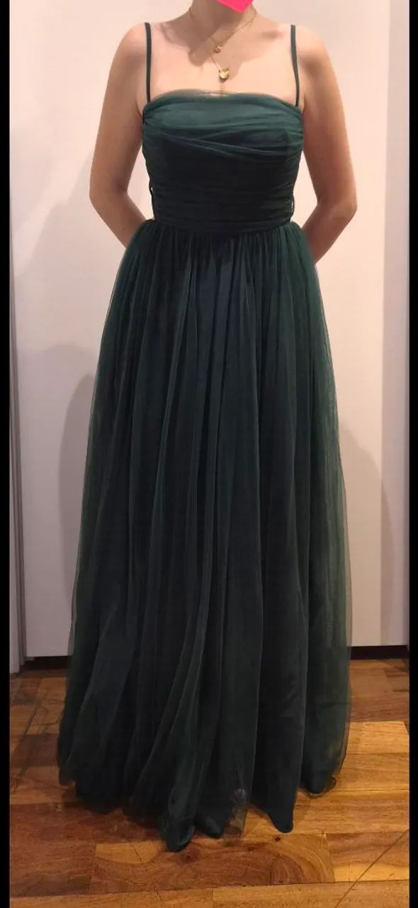 Vestido longo, estilo princesa de tule verde. IMPECÁVEL!  - Foto 3
