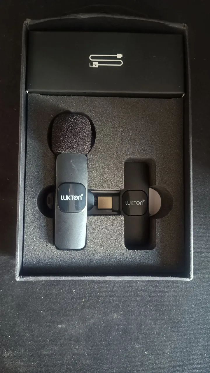 Microfone Lapela Sem Fio Lukton K9-TC-1 - Plug and Play USB-C