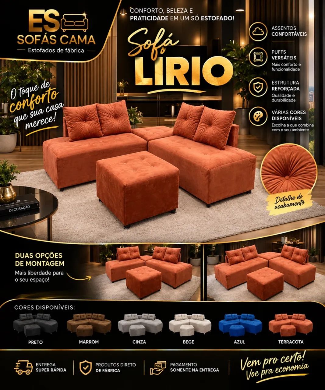 SOFÁ MODULAR LÍRIO !LANÇAMENTO ENTREGA RÁPIDA - Foto 3