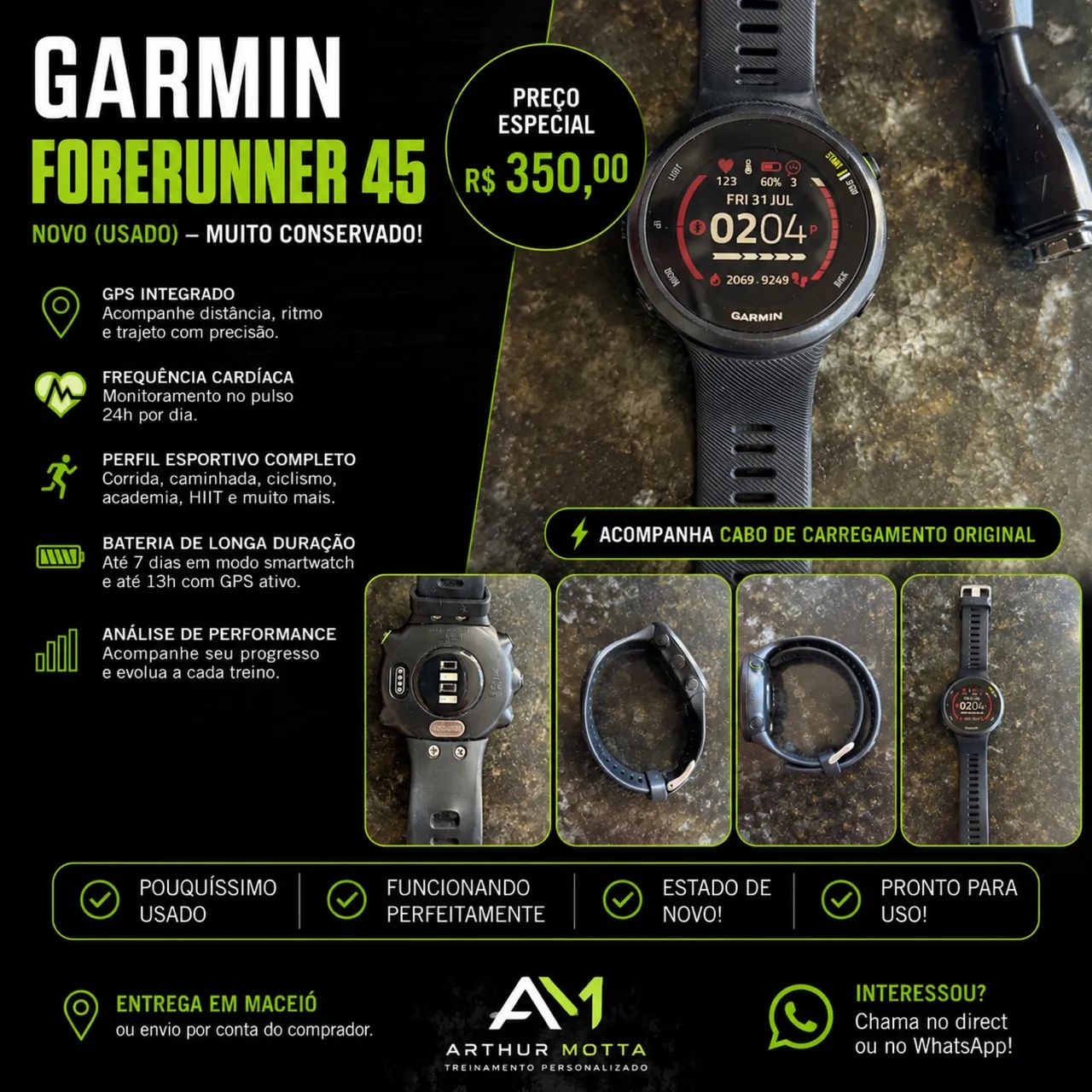 Relógio Garmim Forerruner 45