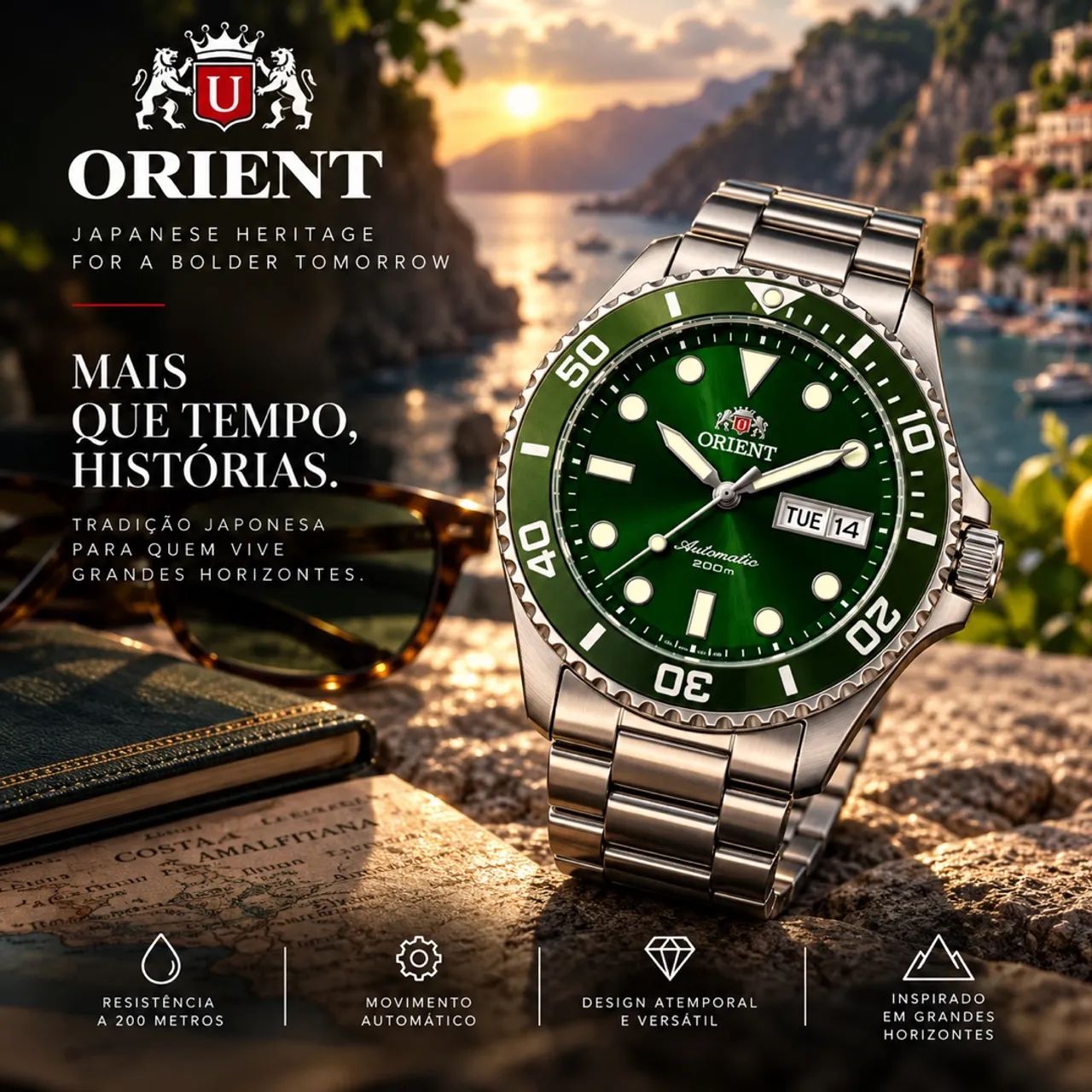 Relógio Orient Automático Submariner Verde