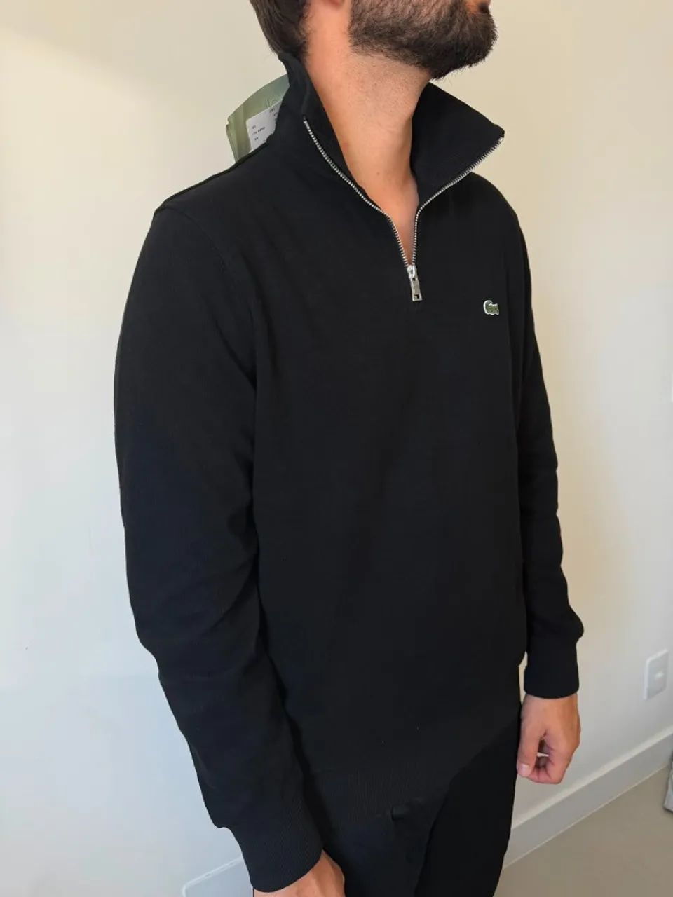 Sueter quarter Zip lacoste preto tam G - Foto 3