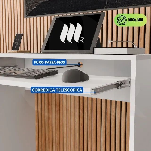 Escrivaninha em MDF com Suporte para Teclado - NOVA - Foto 3