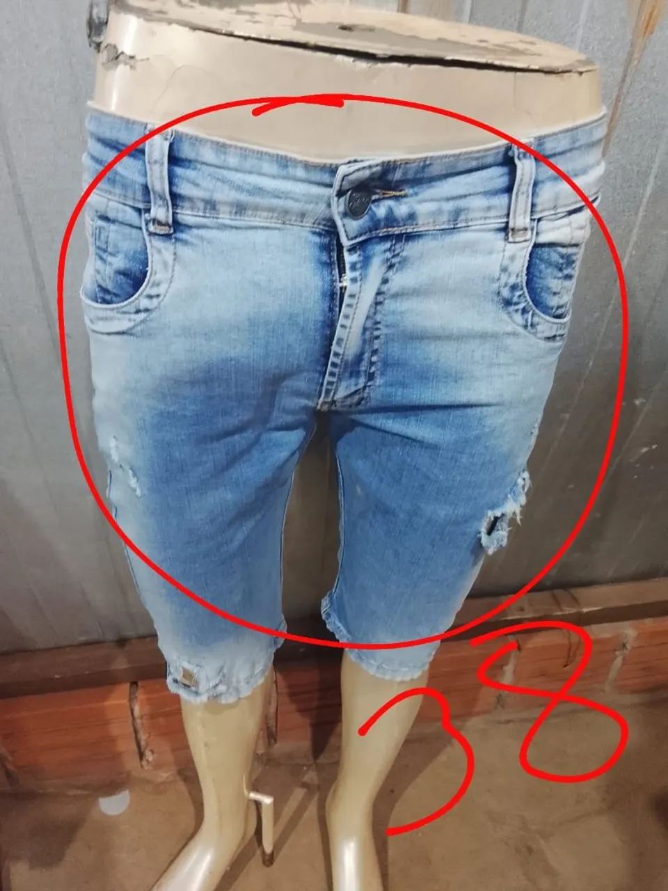 Short masculino jeans tamanho 38