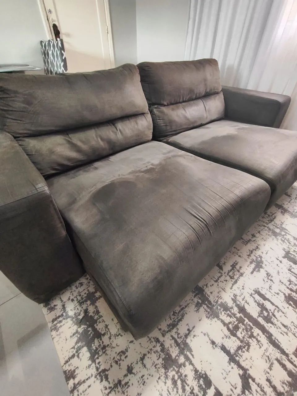 Sofá Retrátil e Reclinável 2,35m - Suede - Foto 5