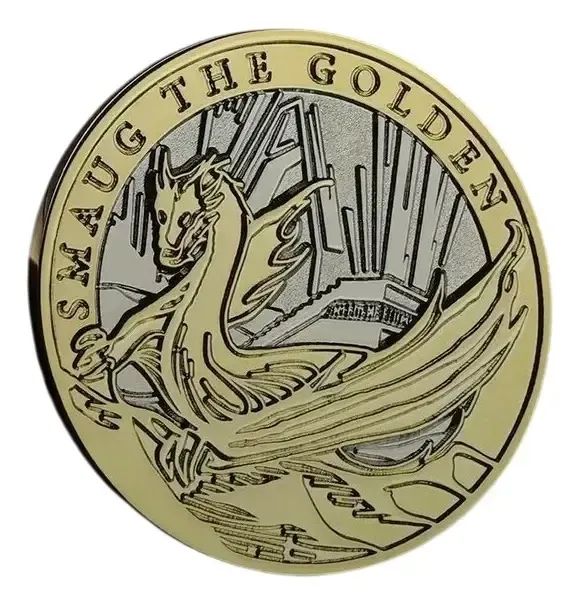 Moeda Medalhão Colecionável O Hobbit Lonely Mountain Smaug - Foto 4