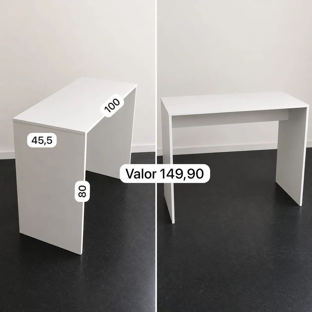 Mesa reforçada em mdf. 100x80x45,5 branca.