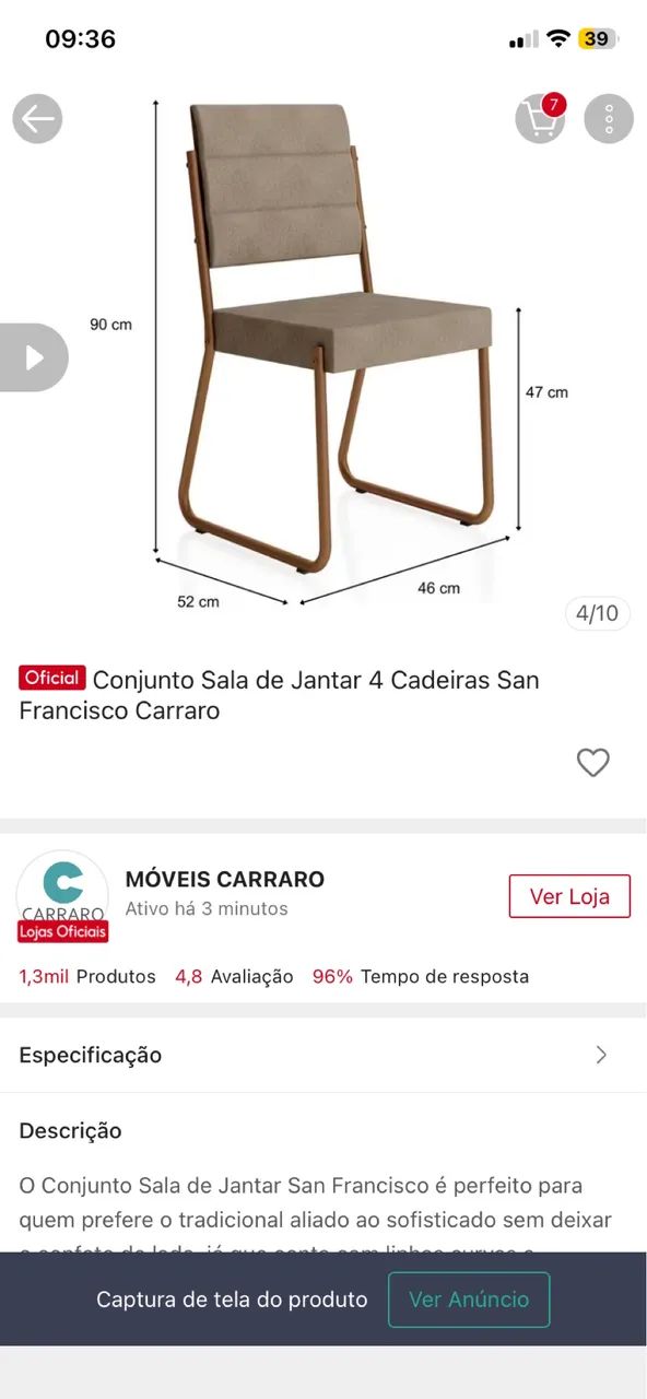 Mesa com 4 lugares  - Foto 5