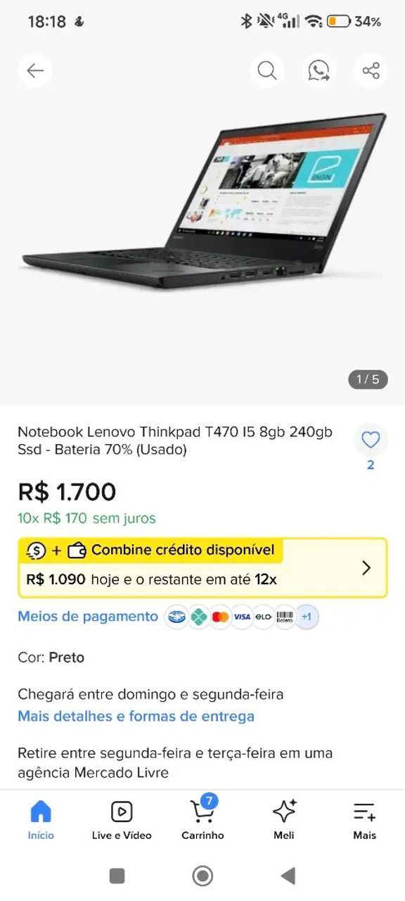 Notebook Lenovo ThinkPad T470  - Foto 4