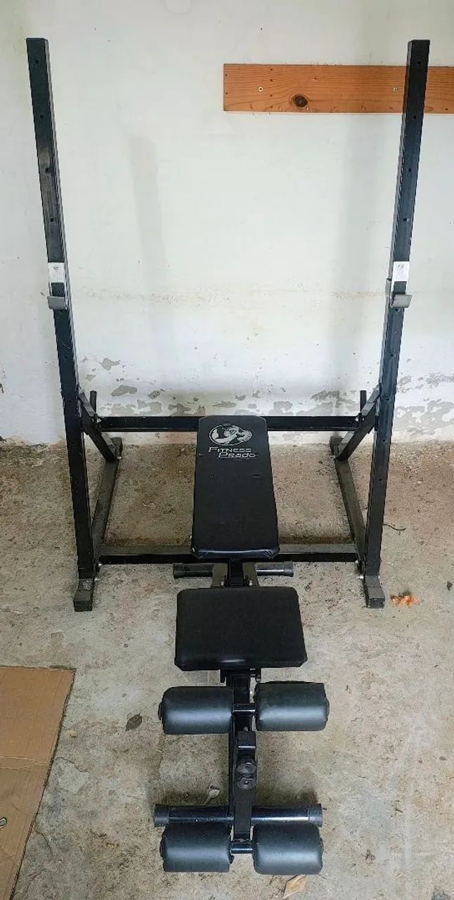 Kit musculação: banco, rack, barras e pesos - Foto 4