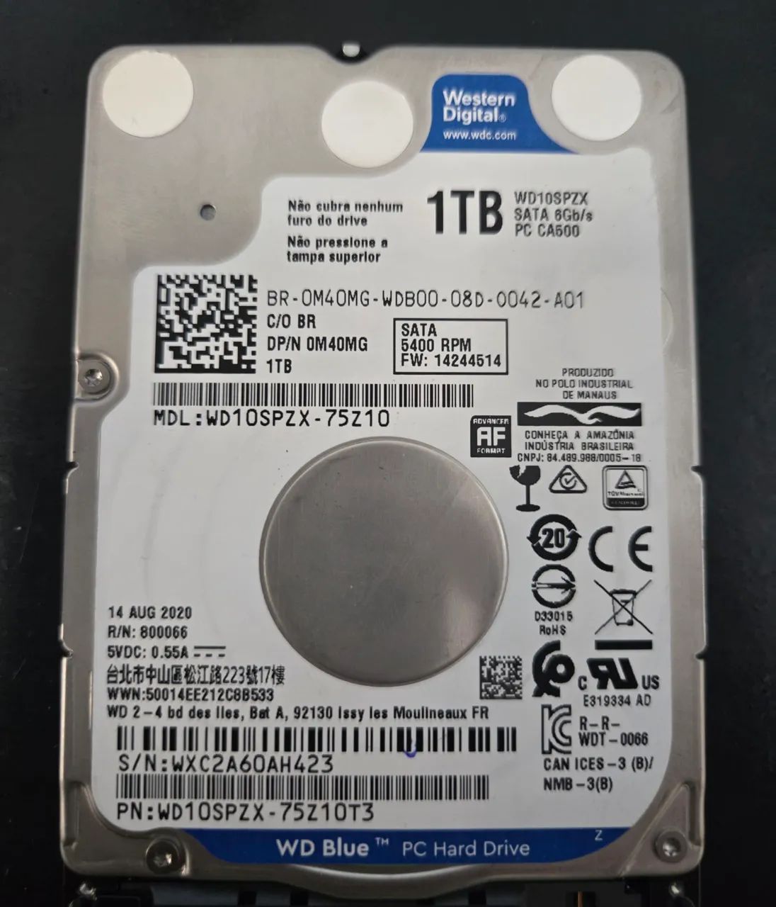 HD WD de 1TB de notebook 