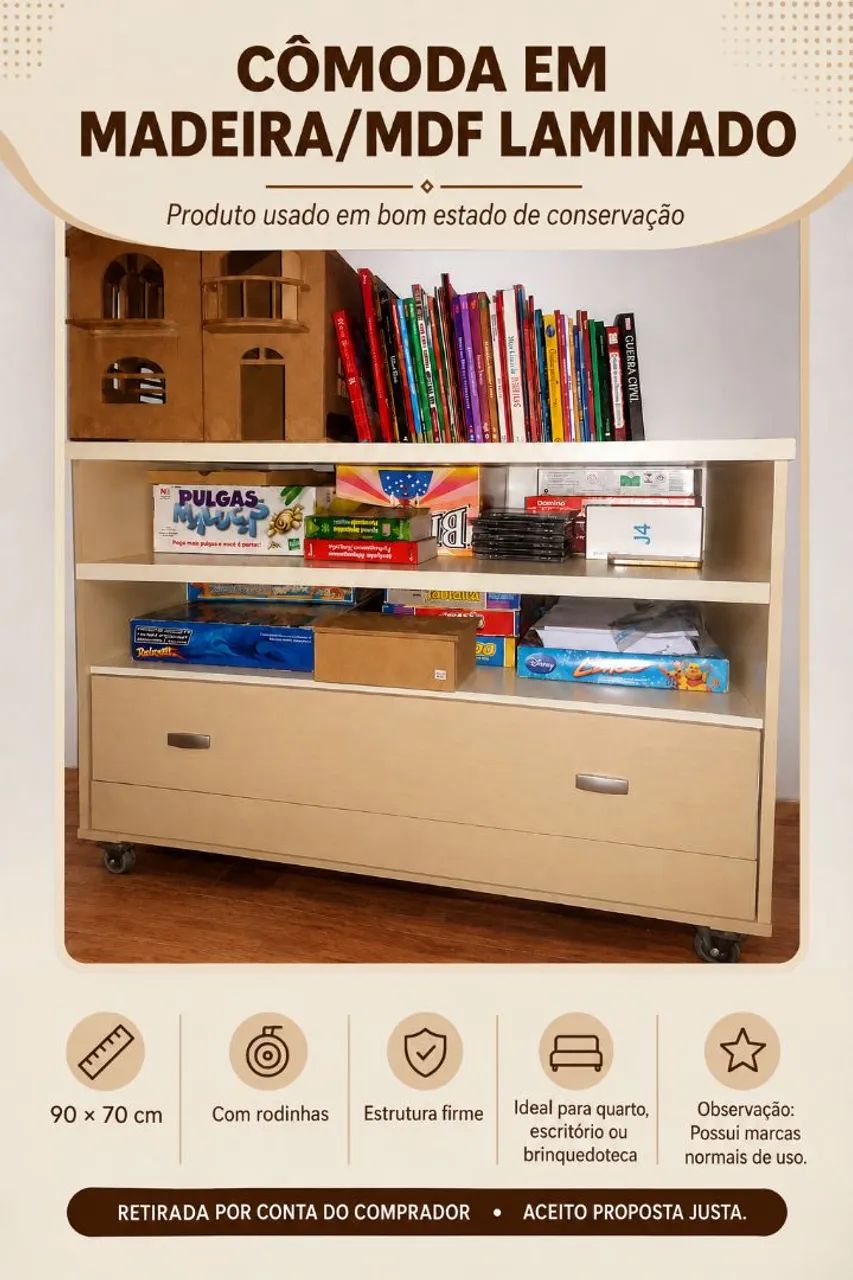Cômoda em Madeira/MDF Laminado