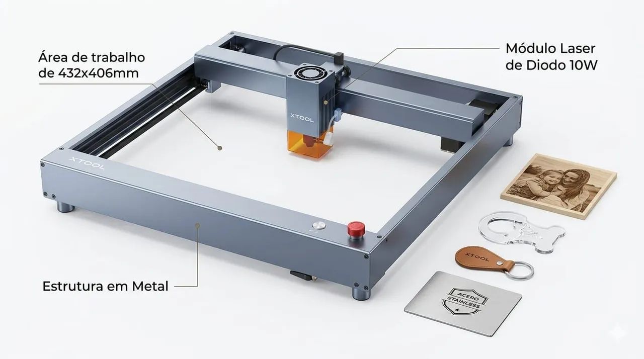 Xtool Máquina de corte e impressão a Laser mais acessórios. 