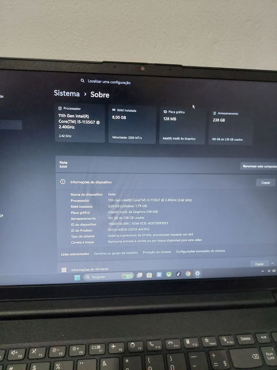 Notebook lenovo i5 v15 g2 11th