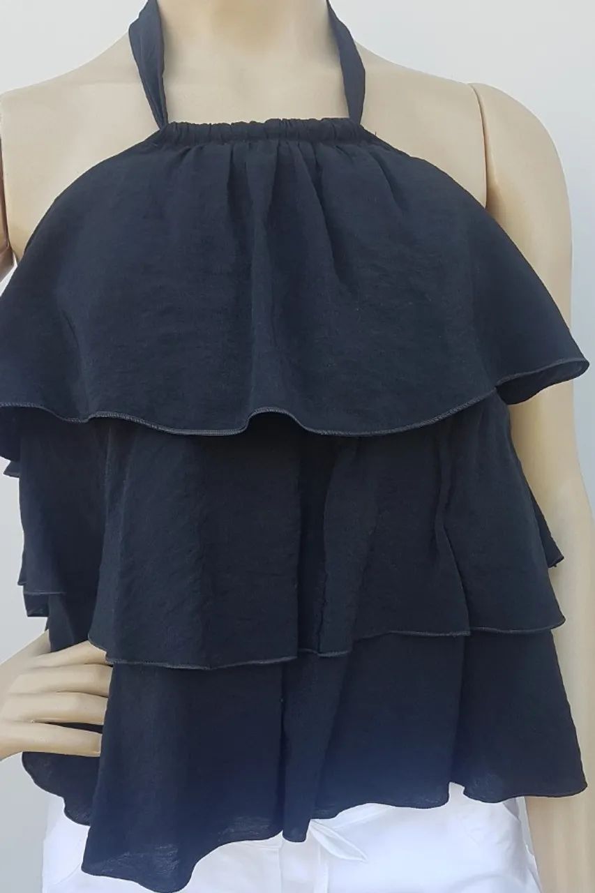 Blusa Feminina / Bata 3 babados Tecido - Foto 4