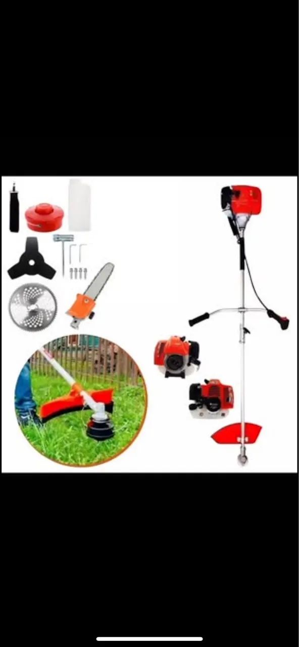 Roçadeira Multifuncional Á Gasolina 3hp 65cc  já vai com tudo incluso .