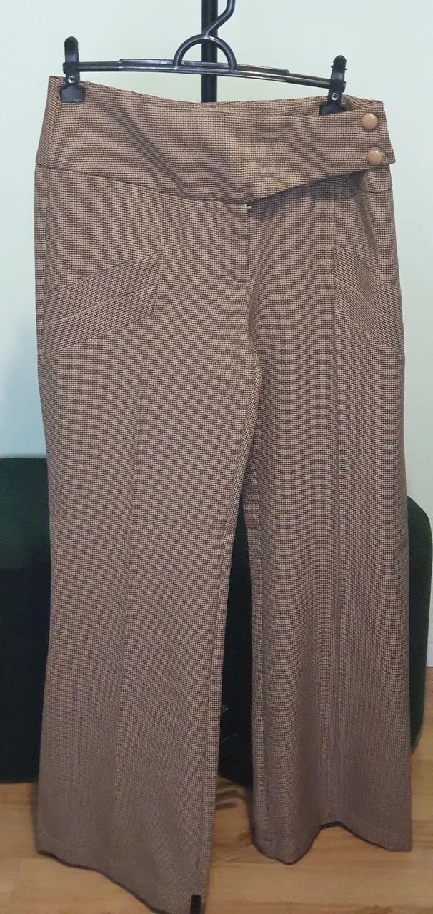 Calça Bege Estampa Padrão Herringbone - P. A Concept 