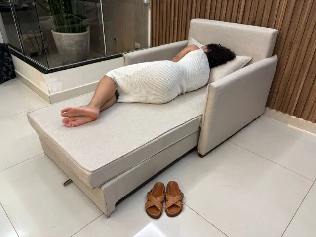 SOFÁ CAMA 1 LUGAR LINHO NOVO DIRETO DA FABRICA - Foto 4