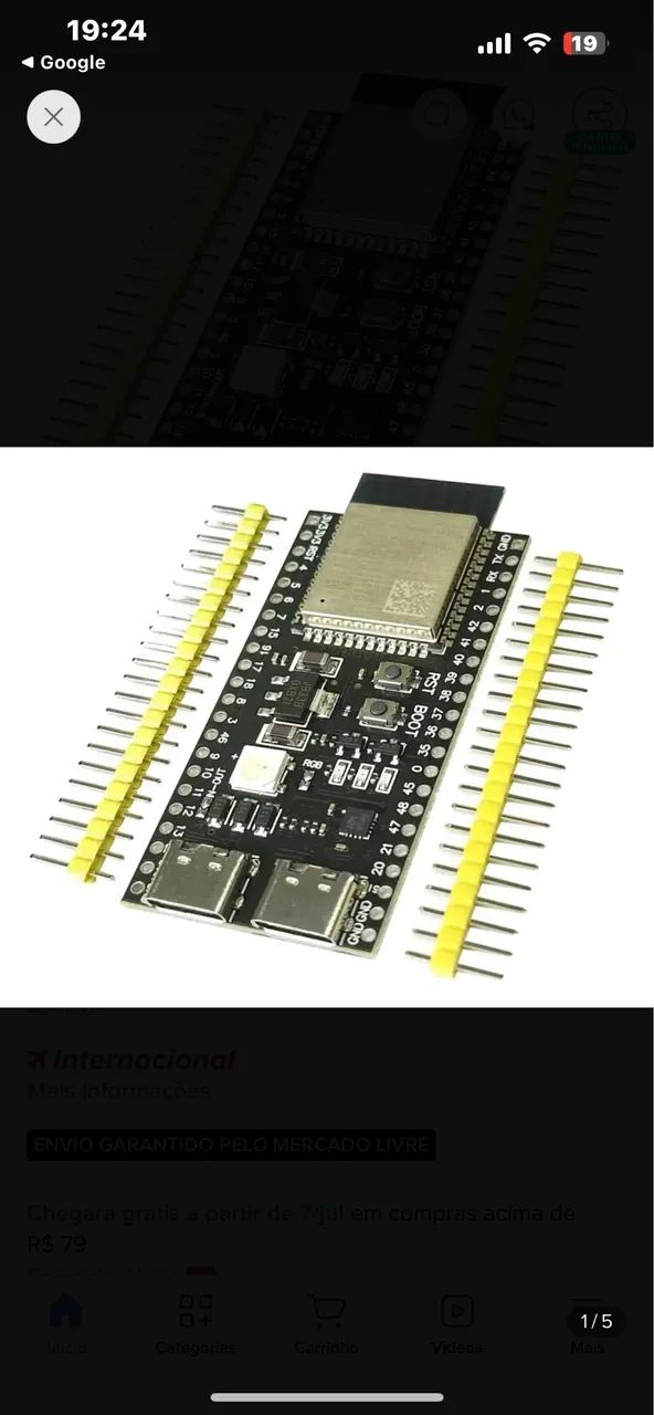 ? Placa de Desenvolvimento ESP32 Wi-Fi + Bluetooth | USB-C | Nova