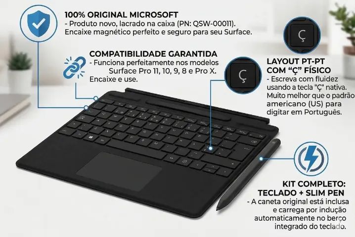 Microsoft Surface Pro キーボード 本体 1864-1853 Teclado Original Microsoft Surface Signature Pro X com Caneta