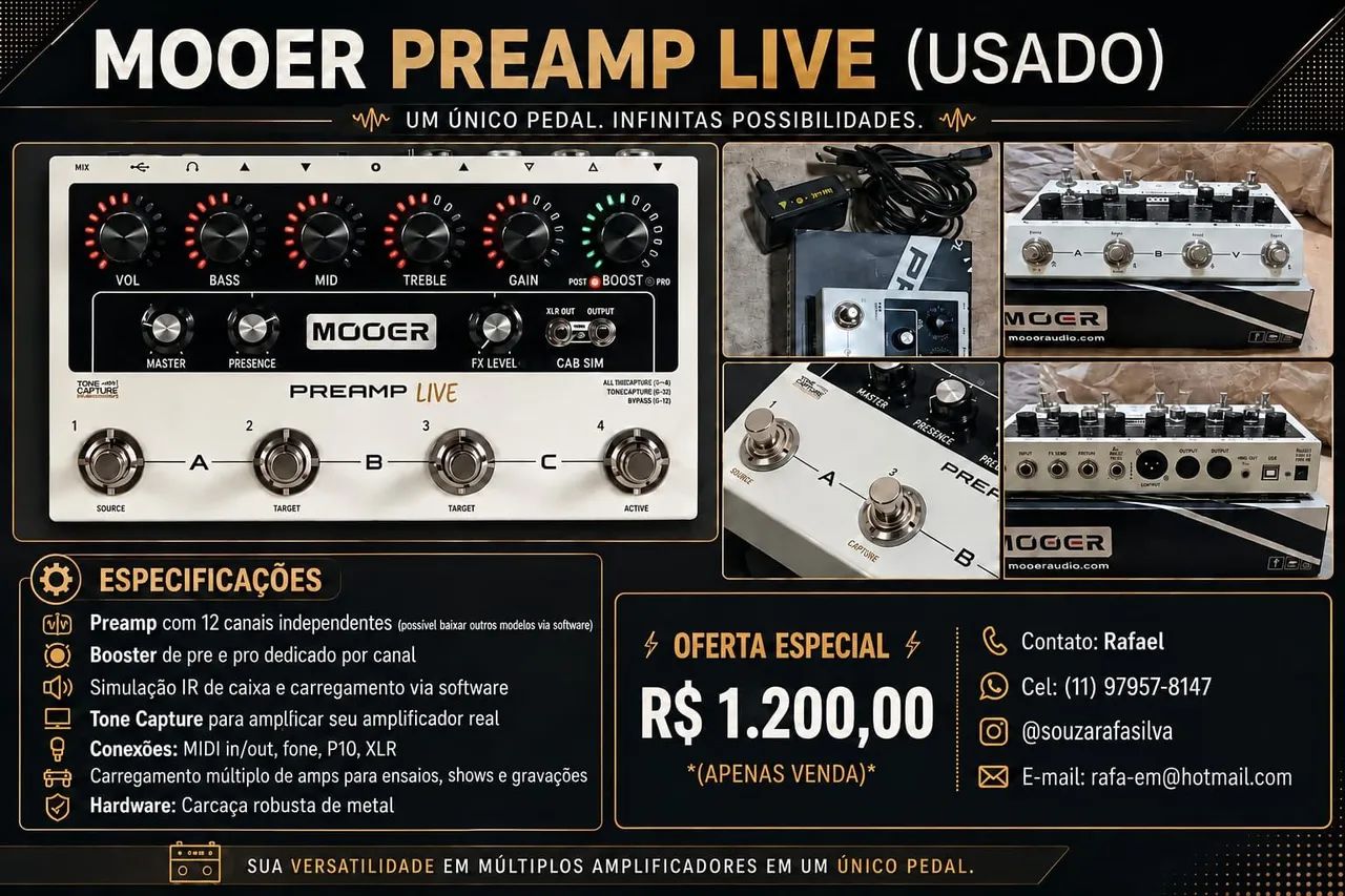 Mooer Preamp Live - Pedaleira/Preamp para Guitarra - Instrumentos