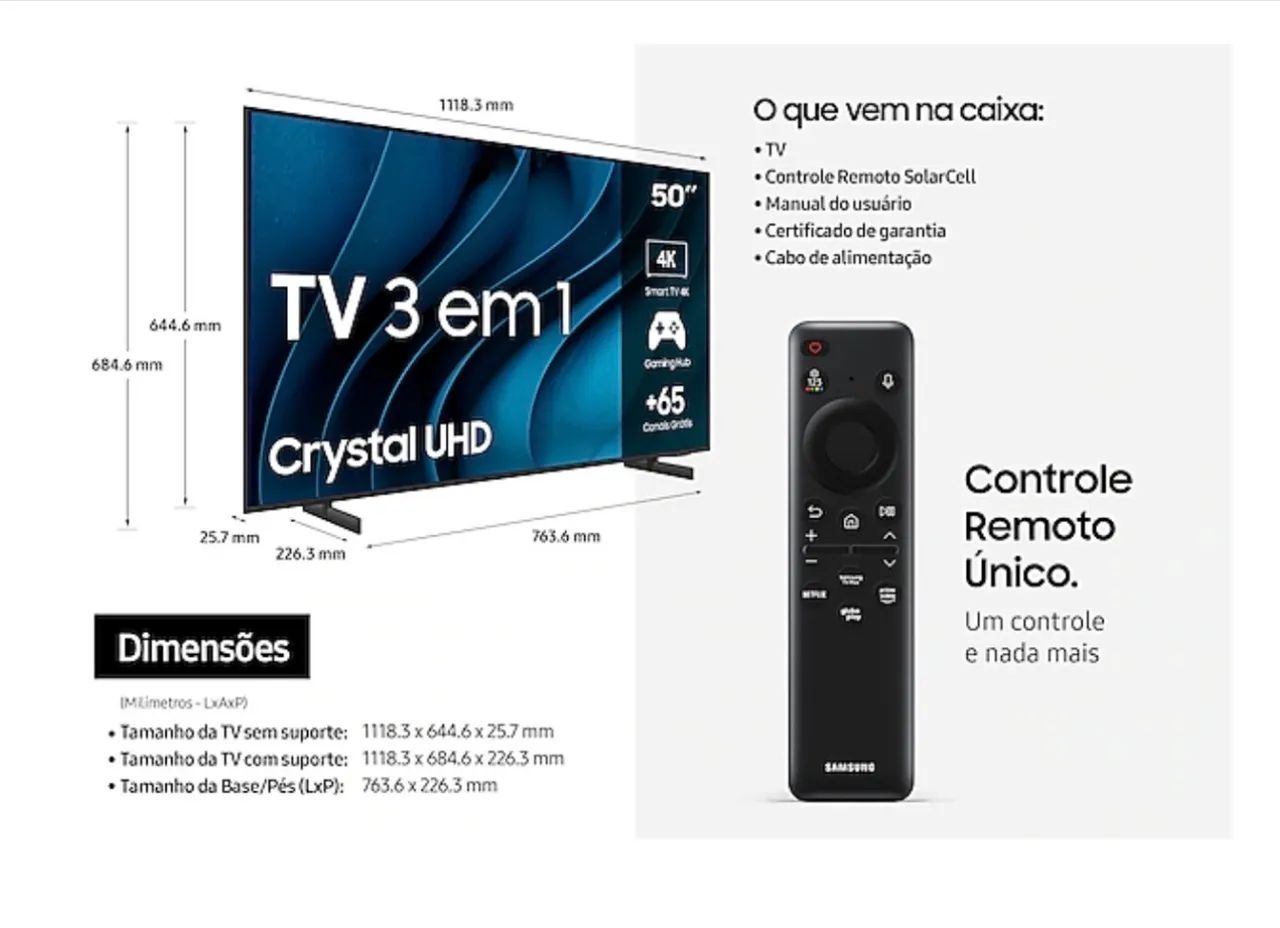 TV Samsung 50 4K Crystal CU8000 - Impecável - Foto 5