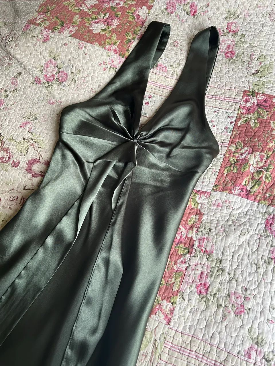Vestido de Cetim - Verde Musgo - Foto 2