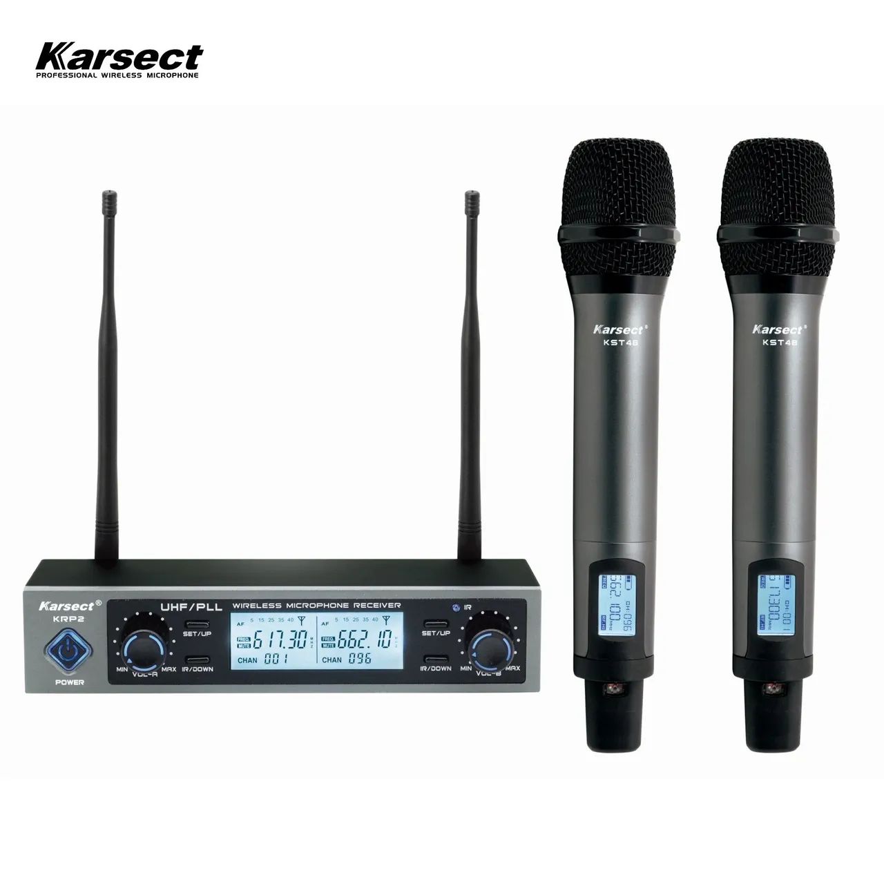 Microfone Sem Fio Karsect KRP2 Mão Duplo Recarregável 
