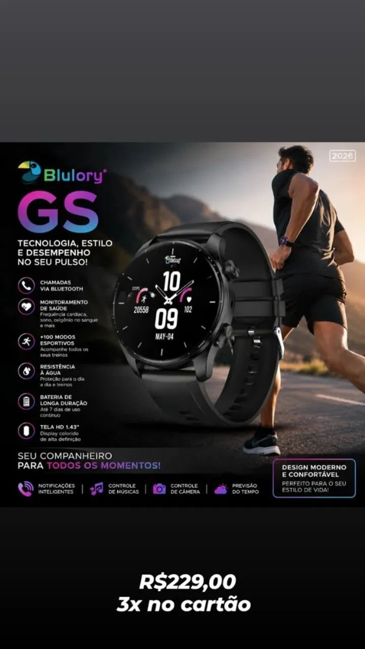 Relógio Smartwatch Blurory GS