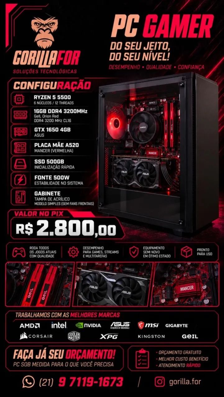 Monte seu Pc Game aqui na GorillaFor